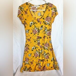 Full Circle Trends Women’s Yellow Floral Summer Dress Sz S